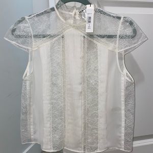 Alice + Olivia white lace blouse